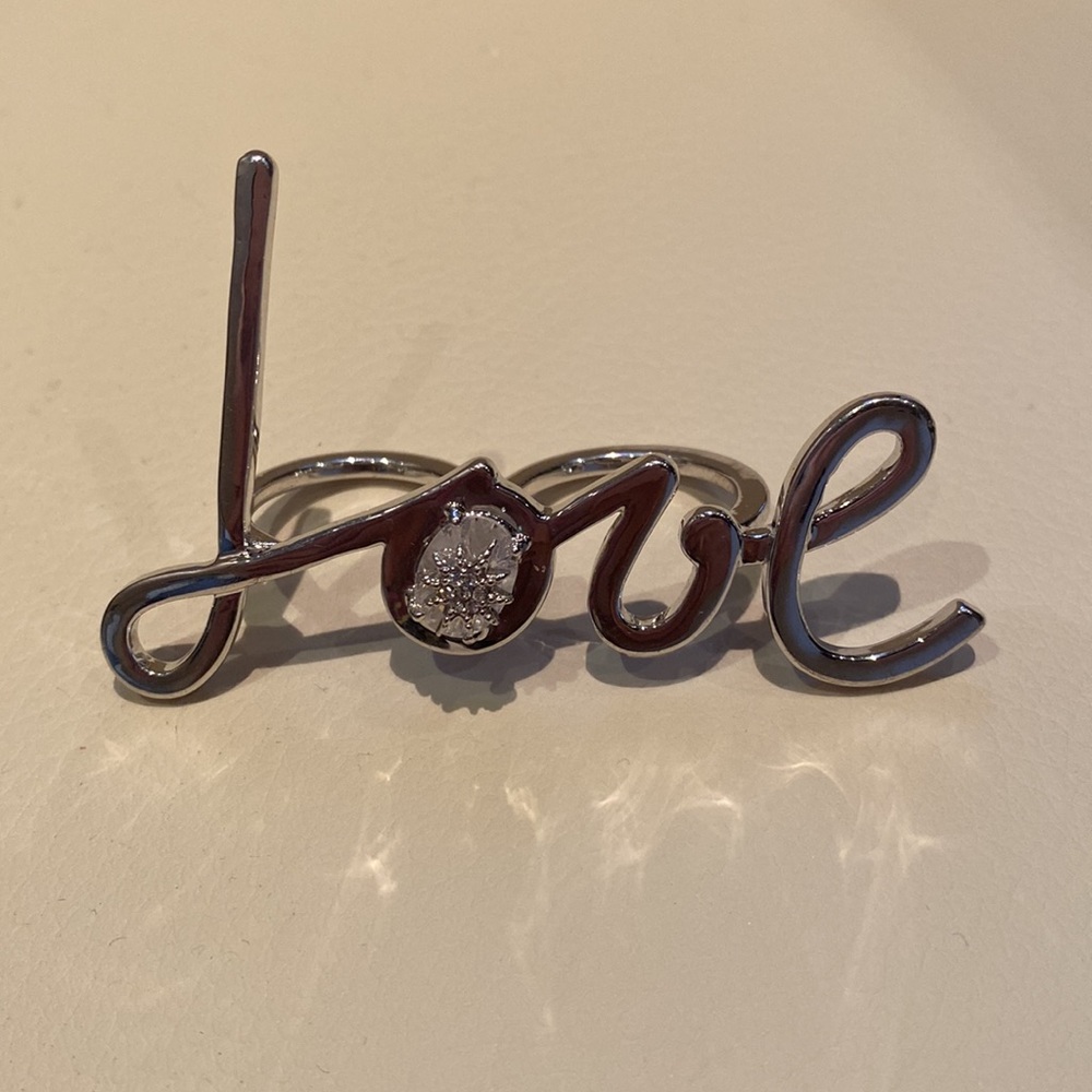 Two Finger Silver Love Ring